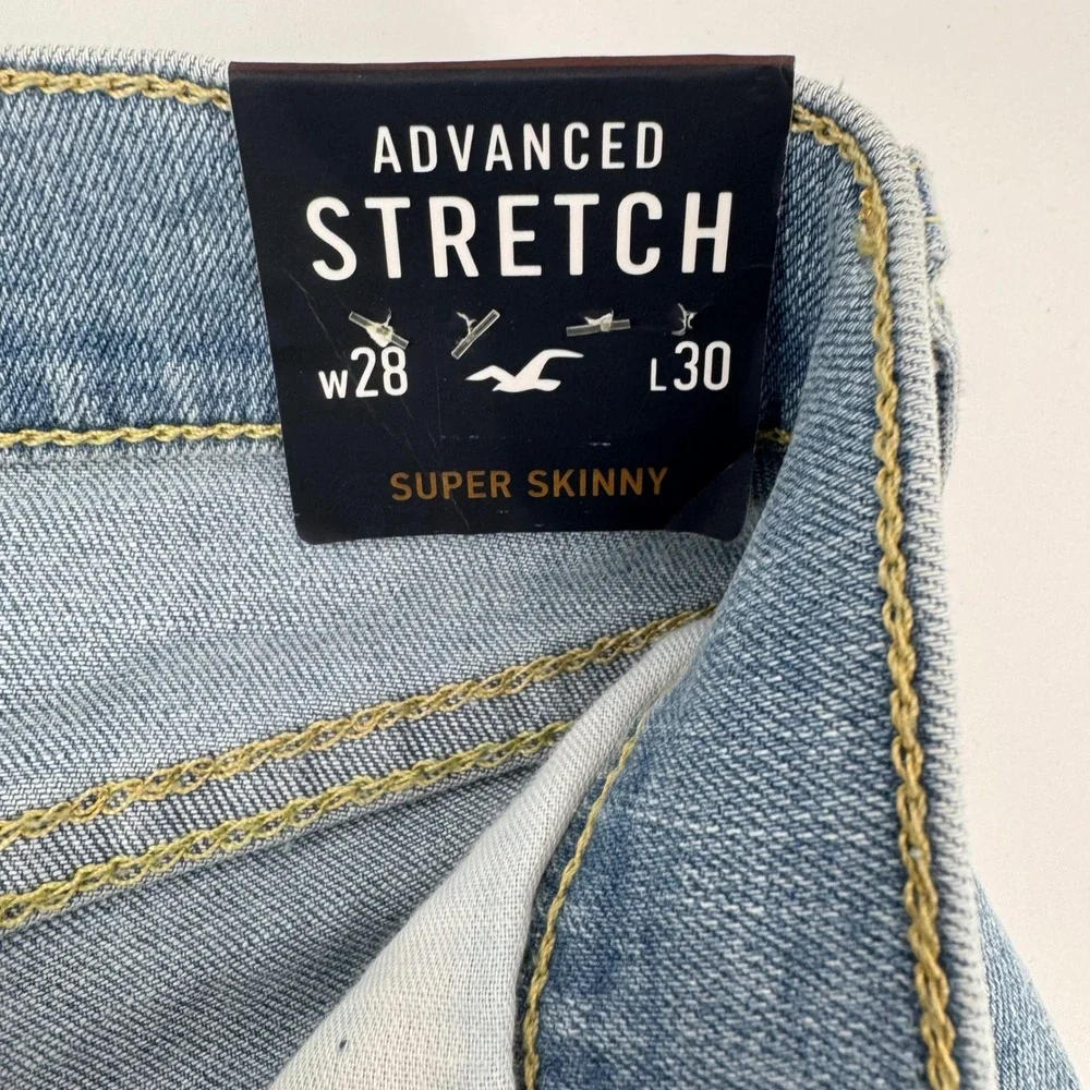 Hollister‎ Super Skinny Jeans Mens 28x30 Light Wash Advanced Stretch Denim